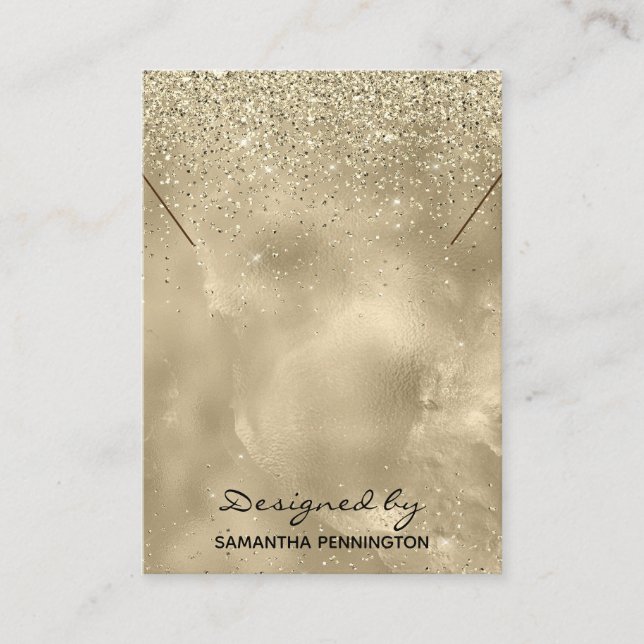 Carte De Visite Collier Afficher Champagne Gold Faux Foil Parties  (Devant)
