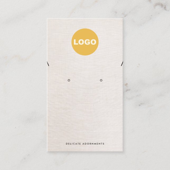 Carte De Visite Collier Boucles D'Oreille Linge Beige Ajouter Logo (Devant)