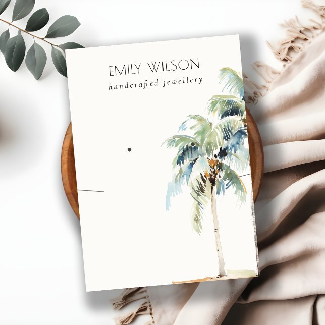Carte De Visite Collier Chic Tropical Coastal Palm Tree oreille (Créateur téléchargé)