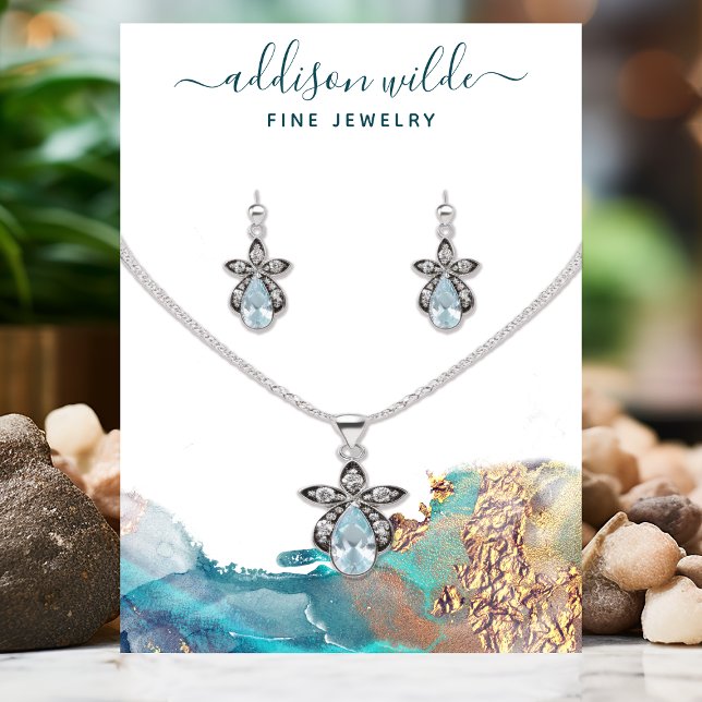 Carte De Visite Collier D'Encre Bleu Et Or Écran D'Oreille (Créateur téléchargé)