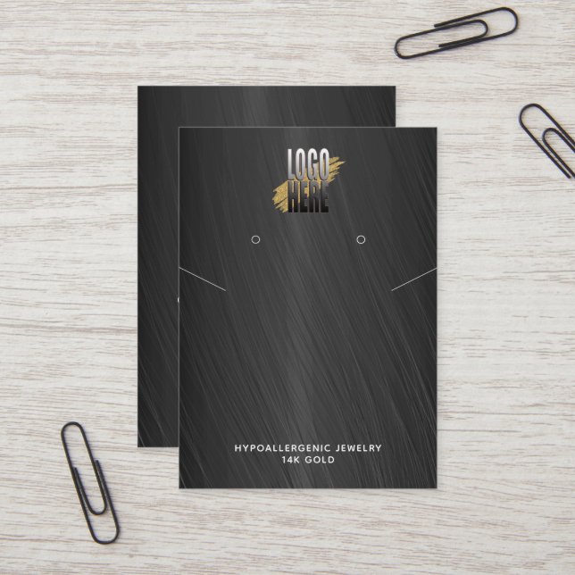 Carte De Visite Collier d'oreille gris Afficher le logo Médias soc (Devant/Arrière en situation)