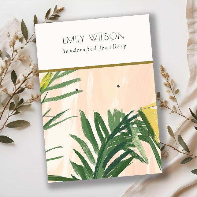 Carte De Visite Collier Feuille Boho Tropical Blush Palm (Créateur téléchargé)