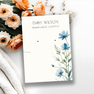 Carte De Visite Collier Fleur sauvage bleu à oreille affichage com