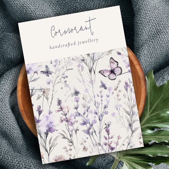 Carte De Visite Collier Lilac Violet Floral Script Porte-Bande (Créateur téléchargé)