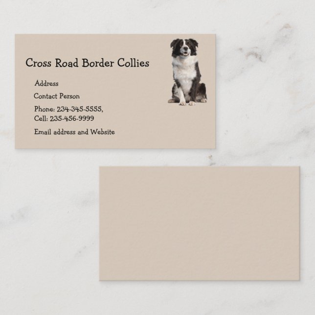 Carte De Visite Collies frontalières personnalisées Chien Animaux  (Devant / Derrière)