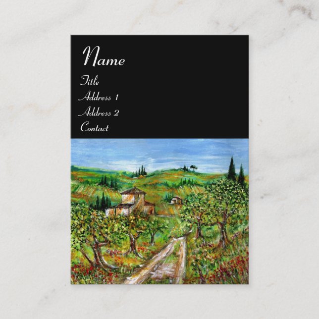 CARTE DE VISITE COLLINES VERTES ET OLIVIERS PAYSAGE TOSCANE (Devant)