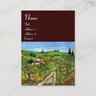 Carte De Visite COLLINES VERTES, OLIVIERS PAYSAGE TOSCANE, Brown