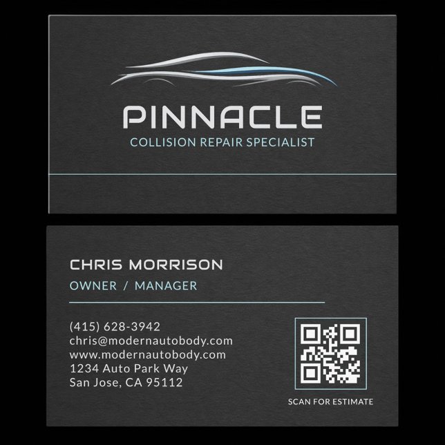 Carte De Visite Collision Repair Specialist QR Code Professional (Créateur téléchargé)