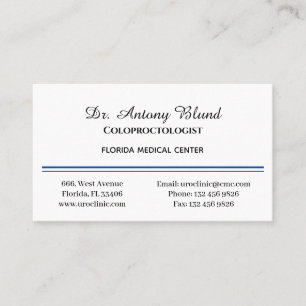 Carte De Visite Coloproctologiste Chirurgien Simple Marine Bleu