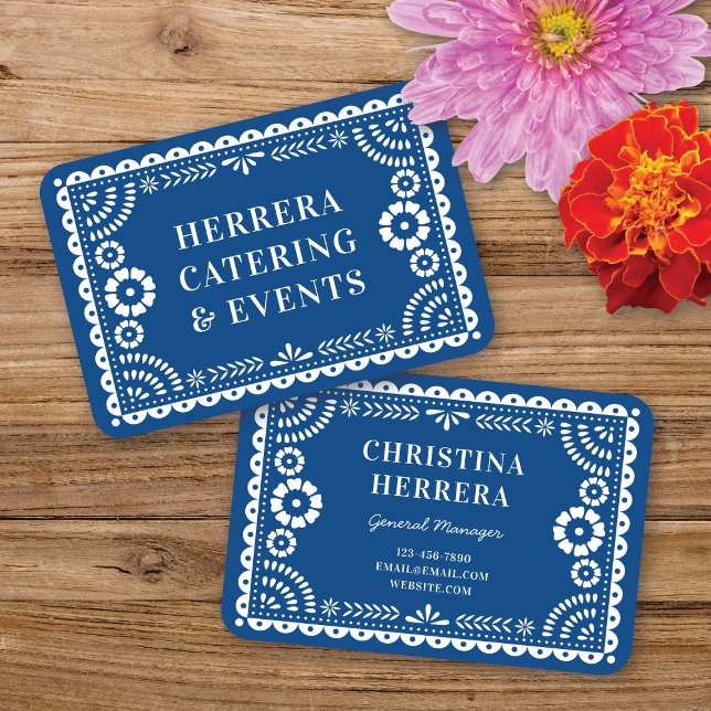 Carte De Visite Coloré Blue Papel Picado Catering Event Stylist (Créateur téléchargé)