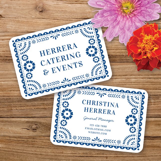 Carte De Visite Coloré Blue Papel Picado Catering Event Stylist (Créateur téléchargé)