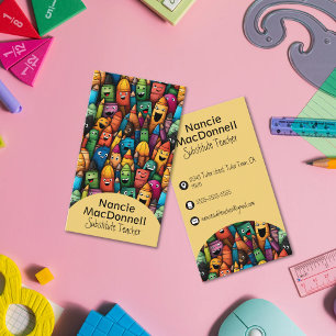 Carte De Visite Coloré Enseignant Éducation Motif de stylo de dess