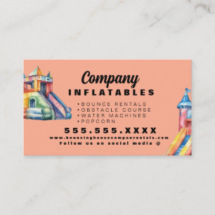 Carte De Visite Colorée Bouncy House Party Aquarelle Peach