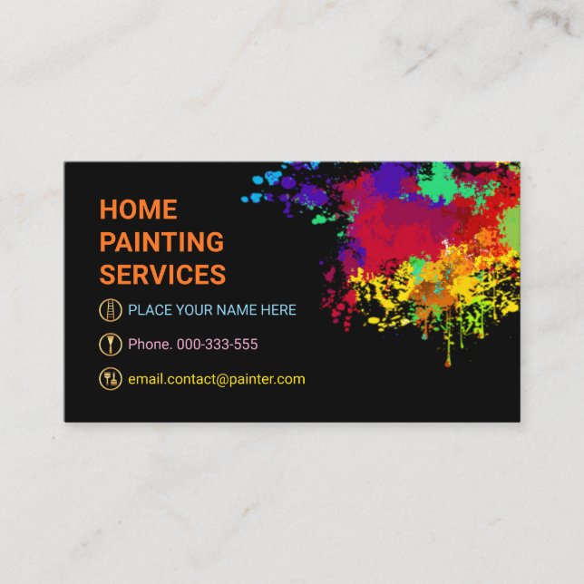 Carte De Visite Colorful Paint Splatter Home Painting Painter (Devant)