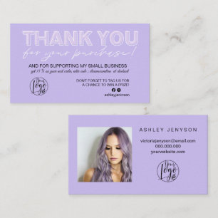 Carte De Visite Commande de logo du script de lavande violet merci