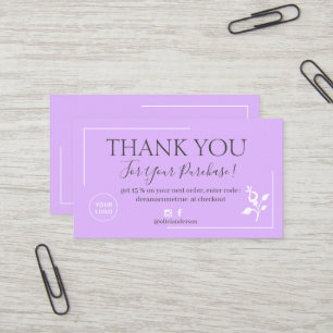 Carte De Visite Commande de script violet moderne merci entreprise