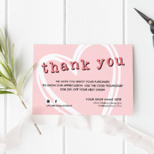 Carte De Visite Commande moderne INSERT tendance merci rose