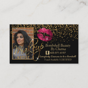 Carte De Visite Commande personnalisée - Confetti Or et lèvres r