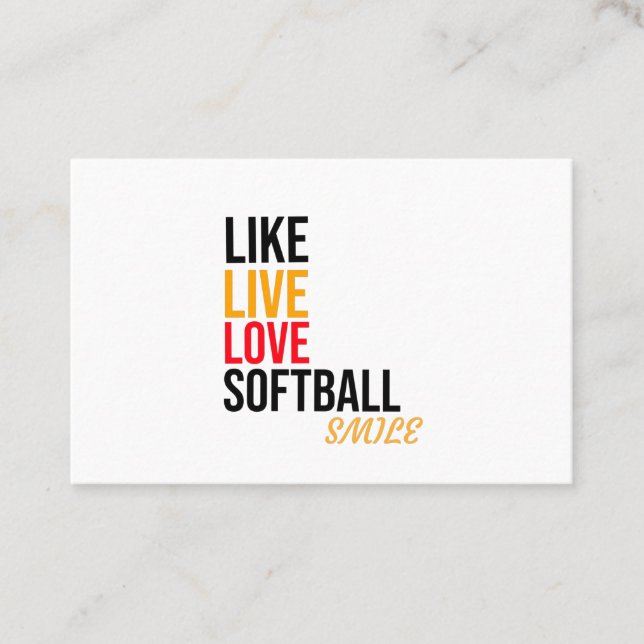 Carte De Visite comme, live, amour softball, sourire (Devant)