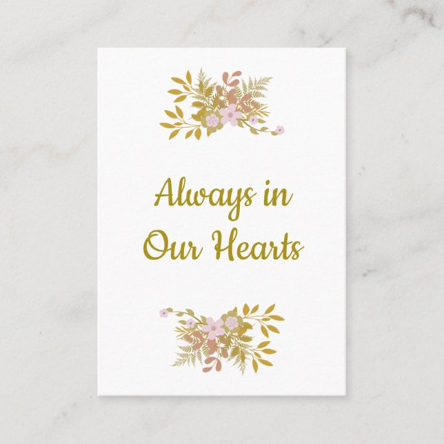 Carte De Visite Commemorative Dear Ones Floral in Pink / Gold (Devant)