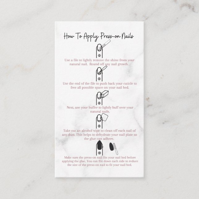 Carte De Visite Comment appliquer les clous de presse Instructions (Devant)