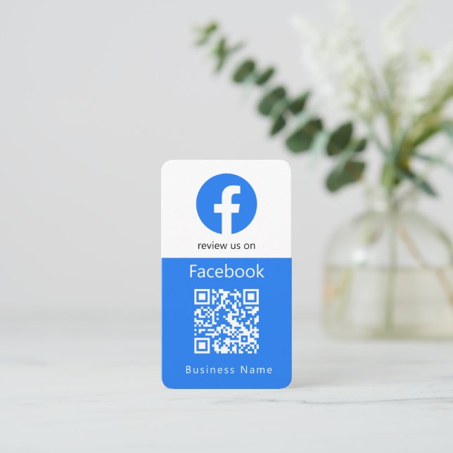Carte De Visite Commentaires Facebook | Business Review Us QR Code (Debout devant)