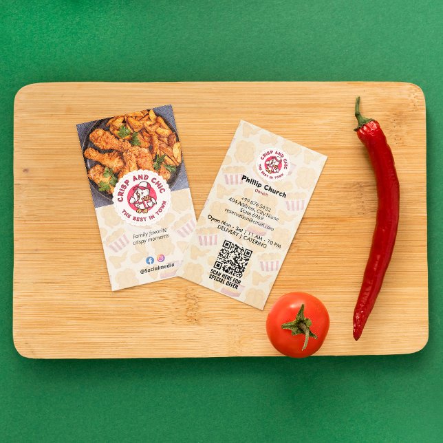 Carte De Visite Commerce de poulet frit | Code-barres lumineux mod (Créateur téléchargé)