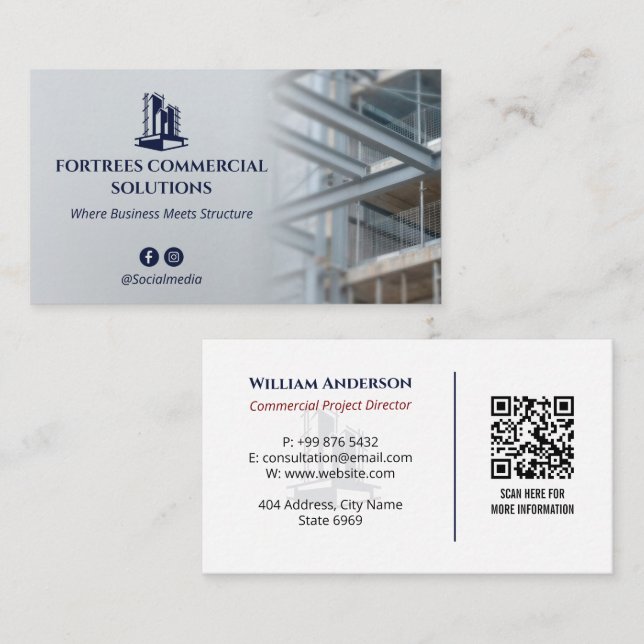 Carte De Visite Commercial Building Contractors | Iron Gray (Devant / Derrière)