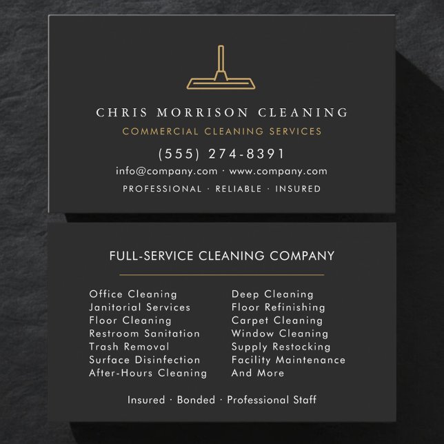 Carte De Visite Commercial Cleaning Contractor (Créateur téléchargé)