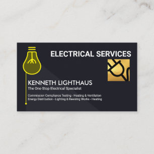 Carte De Visite Commutateur électrique à ampoule jaune élégant
