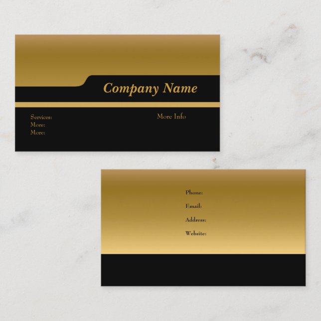 Carte de visite Company Elegant Black Gold (Devant / Derrière)