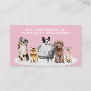 Carte De Visite Comportementaliste de chien rose blanc