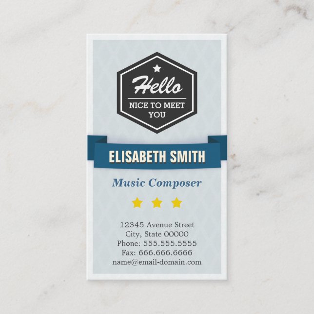 Carte De Visite Compositeur de musique - Creative Retro Stylish (Devant)