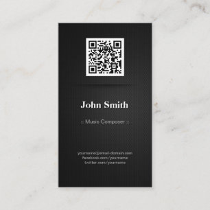Carte De Visite Compositeur de musique - Élégant code QR noir