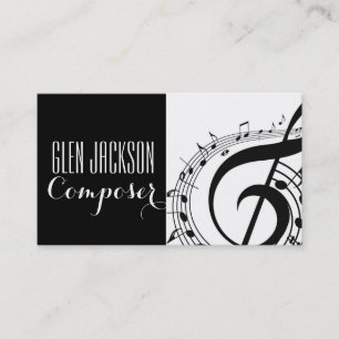 Carte De Visite Compositeur professionnel moderne Musique Notes Mu