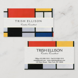 Carte De Visite Composition de Piet Mondrian Rouge Jaune Bleu Impr