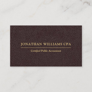 Carte De Visite Comptable CPA Faux Cuir Or Type Sombre Brown