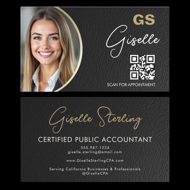 Carte de visite comptable CPA QR Code Faux cuir Ph (Créateur téléchargé)