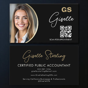 Carte de visite comptable CPA QR Code Noir Or Phot