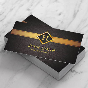 Carte De Visite Comptable Gold Monogramme Logo Consultant financie