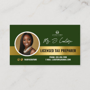 Carte de visite comptable Green & Gold Tax Prepari