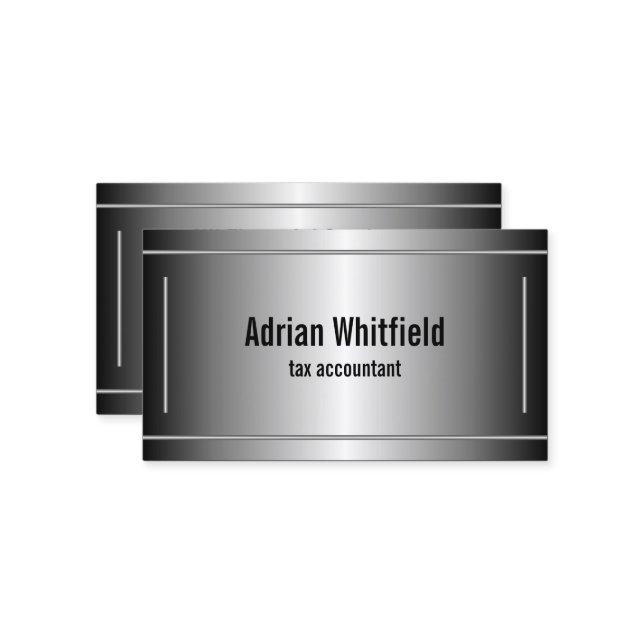 Carte De Visite Comptable horizontal des barres noir et argent (Devant/Arrière en situation)