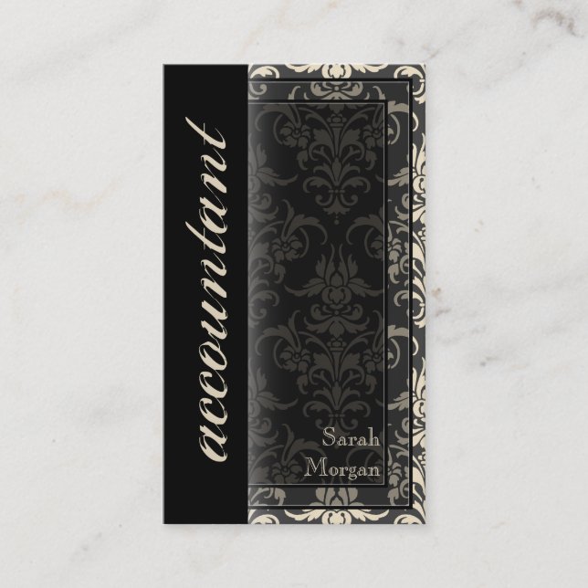Carte de visite comptable - Modèle de Damas classi (Devant)
