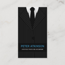 Carte De Visite Comptable vertical à rayures noir et gris