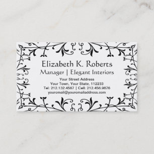Carte De Visite Concepteur artistique de Flourish noir et blanc