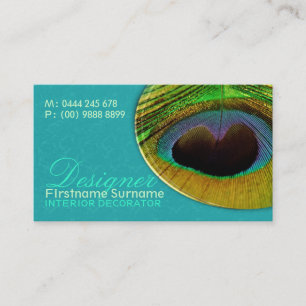 Carte De Visite Concepteur d'Aqua de damassé de plume de paon