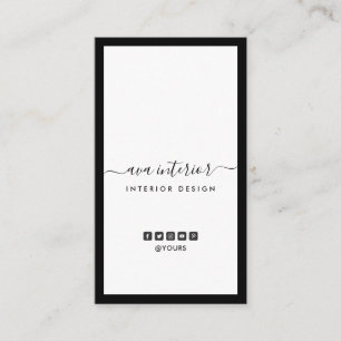 Carte De Visite Concepteur de calligraphie moderne B&W Social Vert