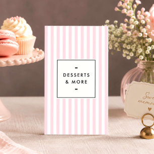 Carte De Visite Concepteur de table de desserts à rayures rose rét