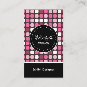 Carte De Visite Concepteur d'expositions - Motif rose Polka