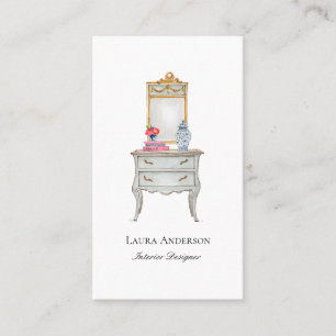 Carte De Visite Concepteur d'intérieur Aquarelle Meubles français